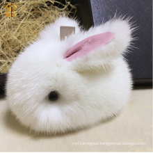 White Small Cute Mink Fur Rabbit Keychain Fur Bag Charm